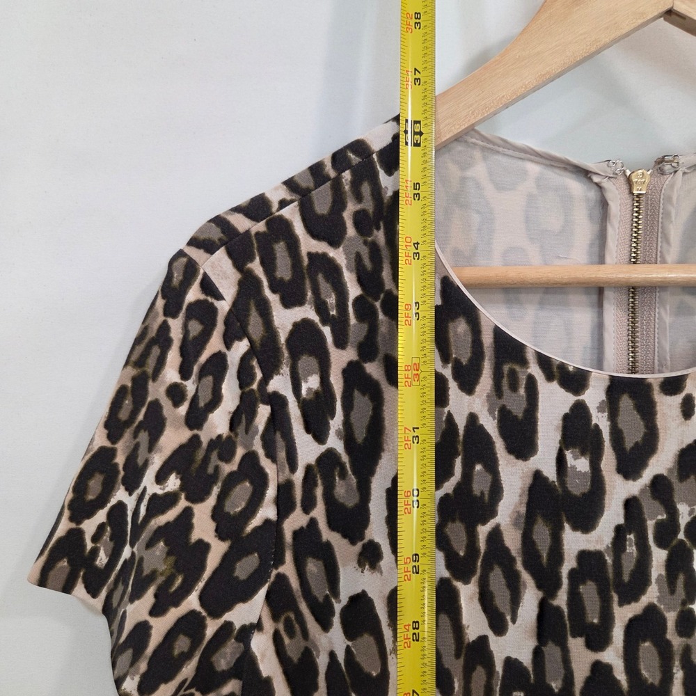 Kate Spade New York Womens Leopard Fit & Flare Dress 12 Short Sleeve Zip Back - Picture 11 of 13